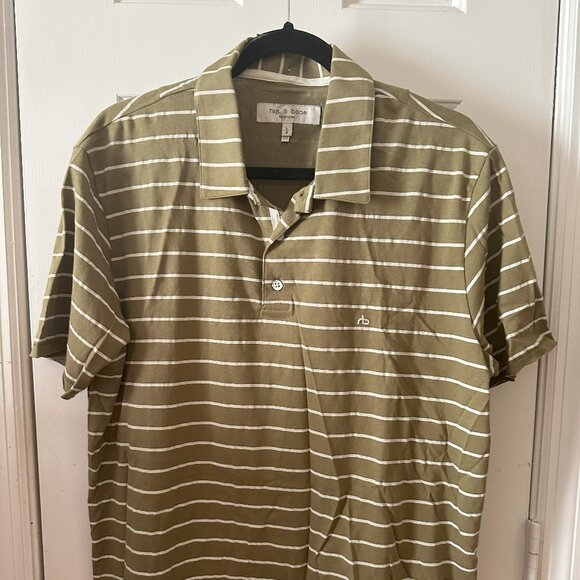 Rag & Bone Men’s Principal Jersey Polo | Olive Striped NWT